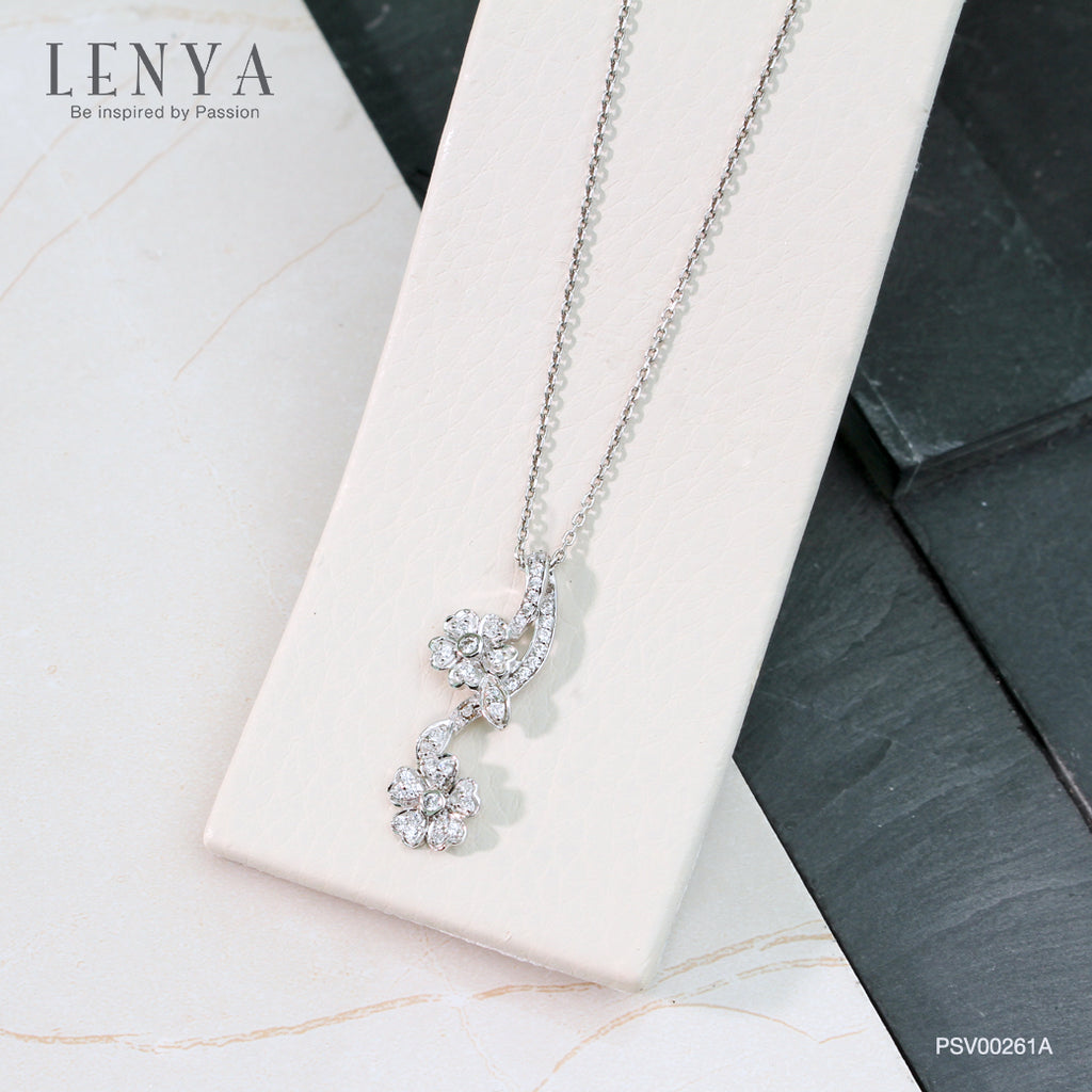 LENYA จี้เงินแท้ ชุบโรเดียม รูปช่อดอกไม้ ประดับด้วย CZ (Cubic Zirconia) เหมาะกับสาวหวานที่ต้องการความโดดเด่น