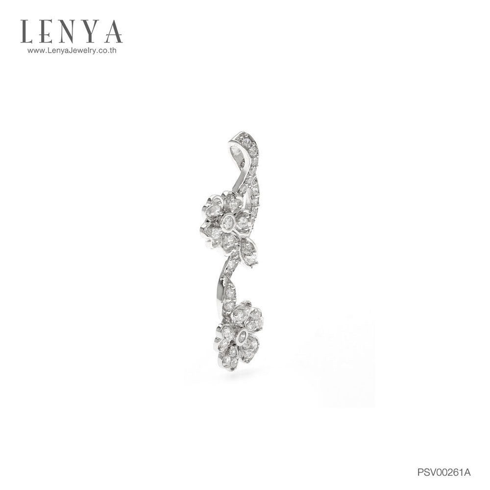 LENYA จี้เงินแท้ ชุบโรเดียม รูปช่อดอกไม้ ประดับด้วย CZ (Cubic Zirconia) เหมาะกับสาวหวานที่ต้องการความโดดเด่น
