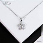 LENYA จี้CZ DiamondLike ดอกไม้สัญลักษณ์ความสวยงาม ความอ่อนโยน ความรัก ตัวเรือนเงินแท้925 ชุบทองคำขาว