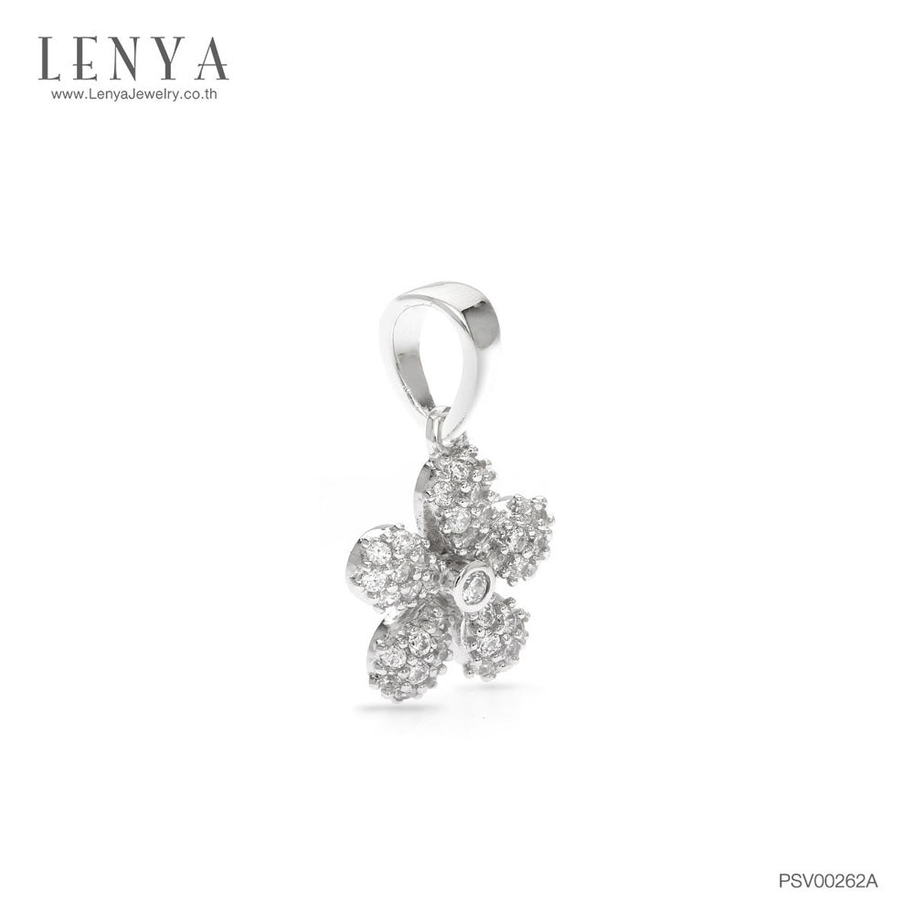LENYA จี้CZ DiamondLike ดอกไม้สัญลักษณ์ความสวยงาม ความอ่อนโยน ความรัก ตัวเรือนเงินแท้925 ชุบทองคำขาว