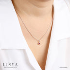 LENYA จี้อเมทีสต์ (Amethyst) ตัวเรือนเงินแท้ชุบโรเดียมและพิ้งโกล์ด ดีไซน์เรียบเก๋ทันสมัย