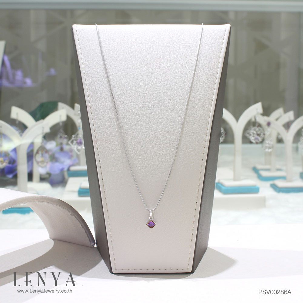 LENYA จี้อเมทีสต์ (Amethyst) ตัวเรือนเงินแท้ชุบโรเดียมและพิ้งโกล์ด ดีไซน์เรียบเก๋ทันสมัย