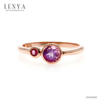 LENYA แหวนเงินแท้ ประดับพลอยอเมทิสต์ และทับทิม เหมาะสวมใส่ได้ทุกวัน