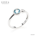 LENYA แหวนพลอยบลูโทแพซ เสริมความมั่นใจ ชัดเจน ปัญญา ขนาด 5 มิล ตัวเรือนเงินแท้925 ชุบทองคำขาว