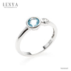 LENYA แหวนพลอยบลูโทแพซ เสริมความมั่นใจ ชัดเจน ปัญญา ขนาด 5 มิล ตัวเรือนเงินแท้925 ชุบทองคำขาว