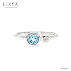 LENYA แหวนพลอยบลูโทแพซ เสริมความมั่นใจ ชัดเจน ปัญญา ขนาด 5 มิล ตัวเรือนเงินแท้925 ชุบทองคำขาว