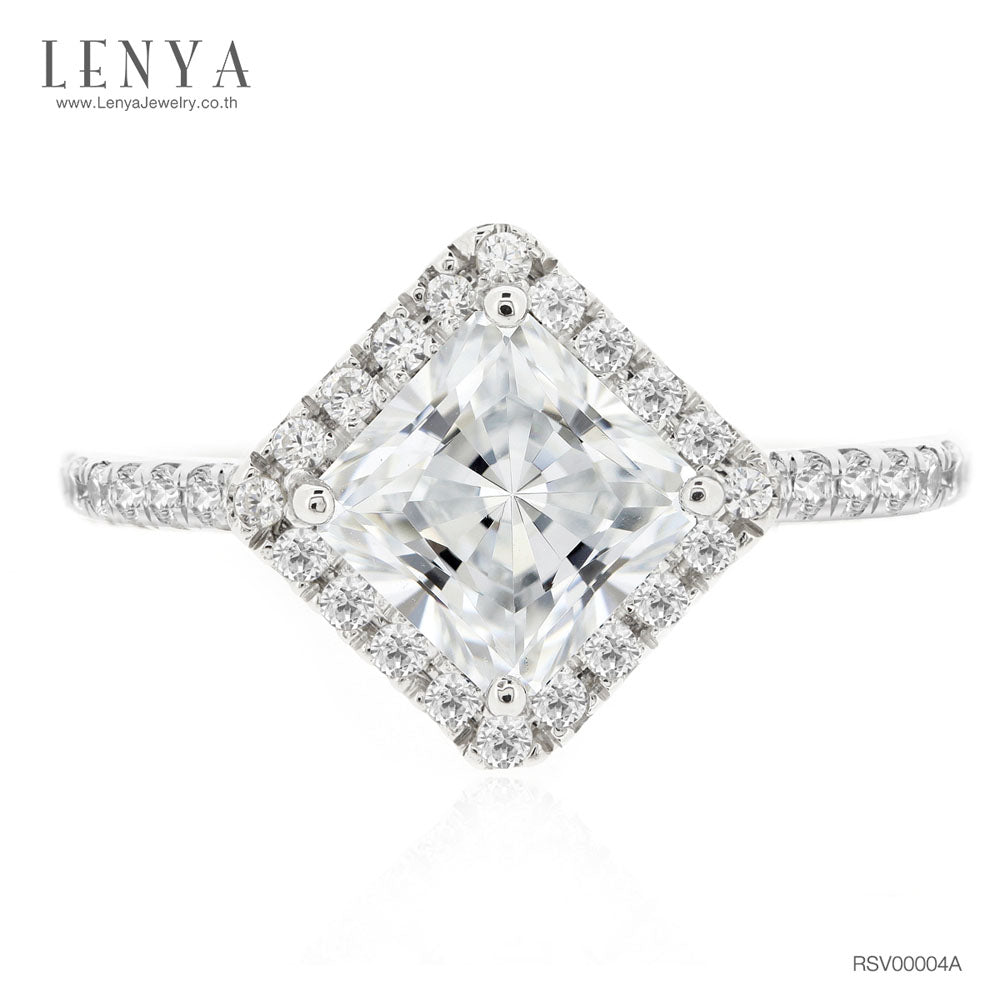 LENYA แหวนเงินแท้ ประดับด้วย Diamondlike สี่เหลี่ยม เรียบหรู เสริมบุคลิกเพิ่มความมั่นใจ ตัวเรือนเงินแท้ 925 ชุบทองขาว