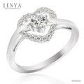 LENYA แหวนเพชร DiamondLike ดีไซน์รูปหัวใจล้อมเพชรเม็ดหลัก พร้อมชูเพชรเม็ดกลางให้โดดเด่นขึ้น ตัวเรือนเงินแท้ชุบทองคำขาว