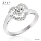 LENYA แหวนเพชร DiamondLike ดีไซน์รูปหัวใจล้อมเพชรเม็ดหลัก พร้อมชูเพชรเม็ดกลางให้โดดเด่นขึ้น ตัวเรือนเงินแท้ชุบทองคำขาว