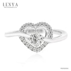 LENYA แหวนเพชร DiamondLike ดีไซน์รูปหัวใจล้อมเพชรเม็ดหลัก พร้อมชูเพชรเม็ดกลางให้โดดเด่นขึ้น ตัวเรือนเงินแท้ชุบทองคำขาว