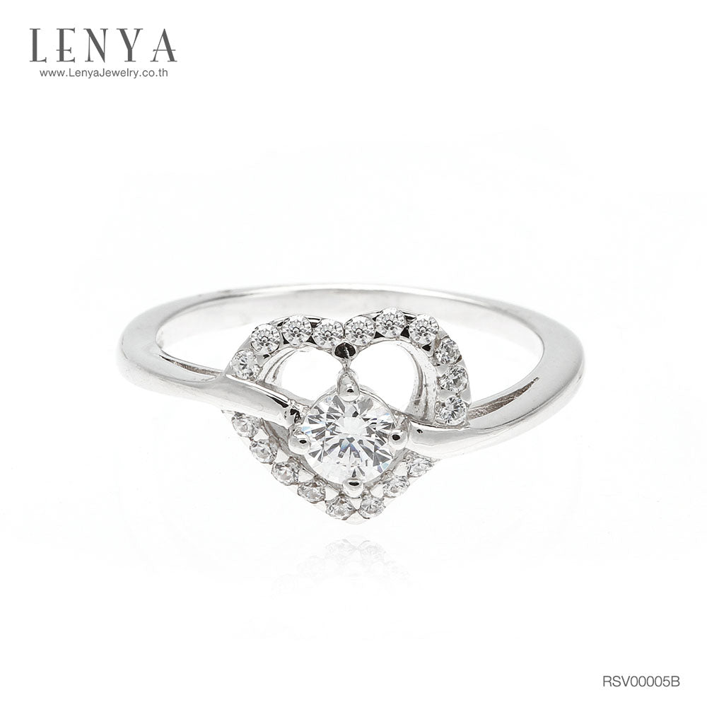 LENYA แหวน CZ สีขาว Diamondlike เสริมบุคลิกเพิ่มความมั่นใจ ขนาด 4 มิล ตัวเรือนเงินแท้925 ชุบทองคำขาว