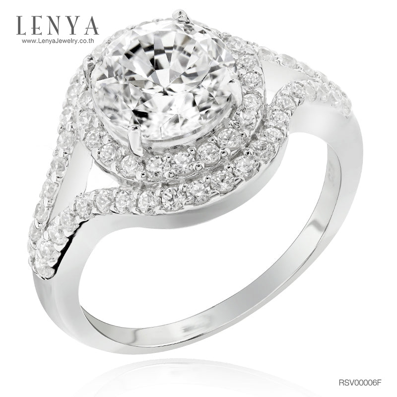 LENYA แหวนเงินแท้ 925 LENYA ETERNAL ชุบทองคำขาว ประดับด้วย SWAROVSKI ZIRCONIA สีขาว สวยคลาสสิค  เสริมบุคลิกเพิ่มความมั่นใจ