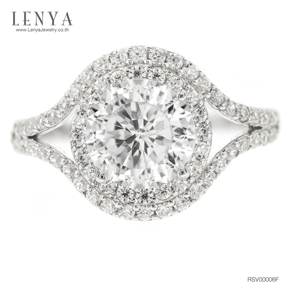 LENYA แหวนเงินแท้ 925 LENYA ETERNAL ชุบทองคำขาว ประดับด้วย SWAROVSKI ZIRCONIA สีขาว สวยคลาสสิค  เสริมบุคลิกเพิ่มความมั่นใจ
