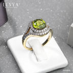 LENYA แหวนเพอริดอท( peridot) ตัวเรือนเงินแท้925 ชุบทองคำ ประดับด้วย SWAROVSKI ZIRCONIA สีขาว สวยคลาสสิค  เสริมบุคลิกเพิ่มความมั่นใจ