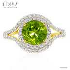 LENYA แหวนเพอริดอท( peridot) ตัวเรือนเงินแท้925 ชุบทองคำ ประดับด้วย SWAROVSKI ZIRCONIA สีขาว สวยคลาสสิค  เสริมบุคลิกเพิ่มความมั่นใจ