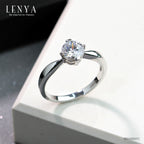 LENYA เครื่องประดับ  LENYA ETERNAL แหวนดีไซน์เรียบหรู ชูเดี่ยวประดับด้วย Swarovski Zirconia ตัวเรือนเงินแท้ชุบทองคำขาว