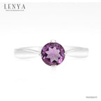 LENYA แหวนพลอยอเมทิสต์ เสริมด้านสงบใจ มีสติ มั่งคั่ง ขนาด 6.50 มิล ตัวเรือนเงินแท้925 ชุบทองคำขาว