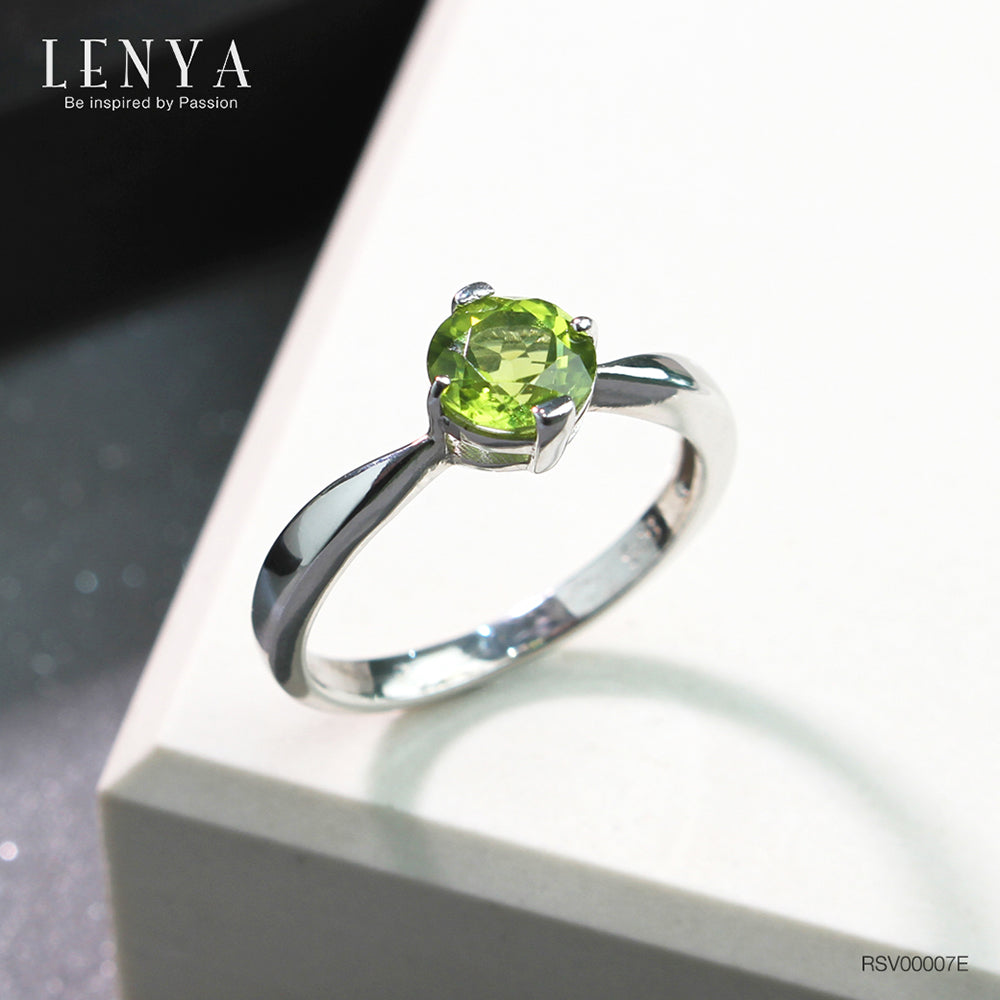 LENYA แหวนเพอริดอท( peridot) ตัวเรือนเงินแท้925 ชุบทองคำขาว  สวยคลาสสิค  เสริมบุคลิกเพิ่มความมั่นใจ