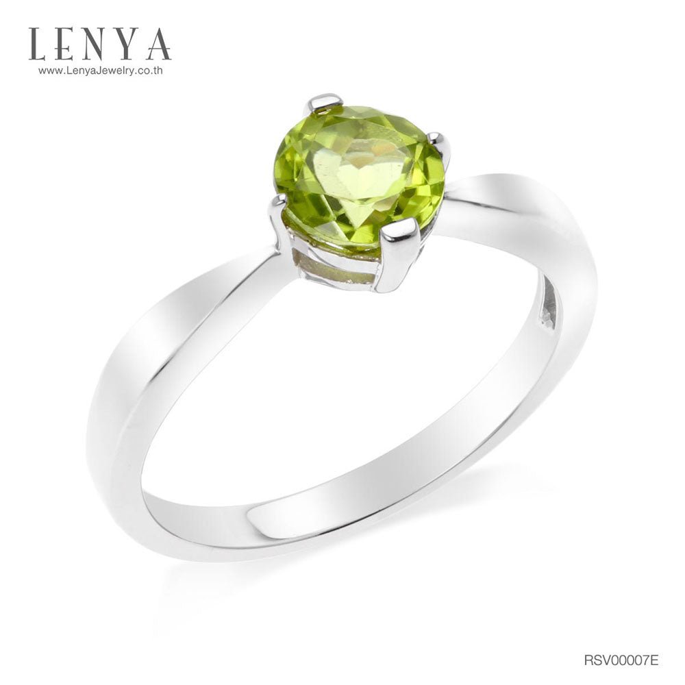 LENYA แหวนเพอริดอท( peridot) ตัวเรือนเงินแท้925 ชุบทองคำขาว  สวยคลาสสิค  เสริมบุคลิกเพิ่มความมั่นใจ