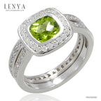 LENYA แหวนเงินแท้ ประดับพลอยเพอริดอท และ CZ หรูหรา เพิ่มความมั่นใจ