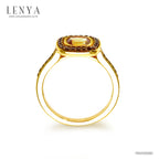 LENYA แหวนประดับพลอยซิทริน (Citrine) และพลอยสโมคกี้คอวทซ์ (Smoky Quartz) ตัวเรือนเงินแท้ชุบทองคำแท้