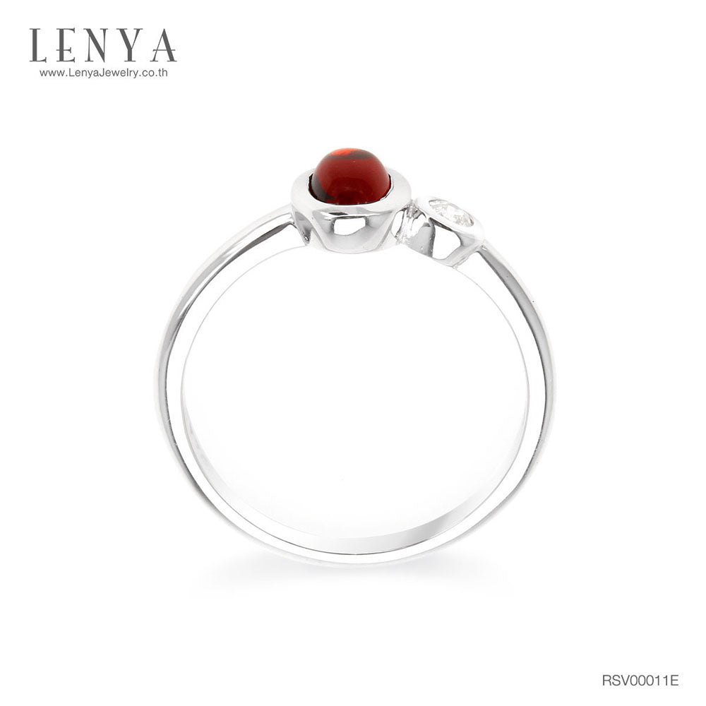 LENYA แหวนเงินแท้ ประดับพลอยโกเมน (Garnet) เสริมบุคลิกความมั่นใจ เสริมให้ร่ำรวย อัญมณีประจำเดือนมกราคม