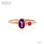 LENYA แหวนดีไซน์น่ารักเรียบหรู ประดับพลอยอะเมทิสต์ (Amethyst) และทับทิม (Ruby) ตัวเรือนเงินแท้ชุบสีพิ้งค์โกลด์ (Pink Gold)