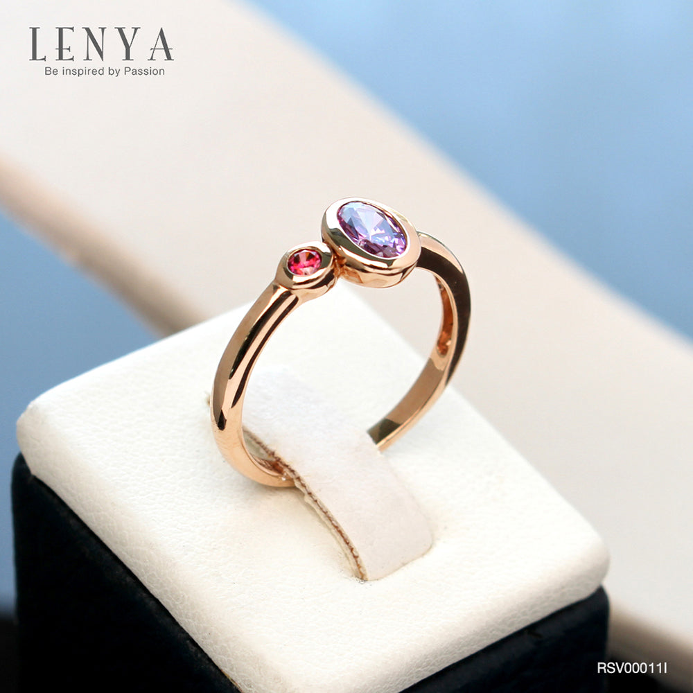 LENYA แหวน ETERNAL ประดับด้วย SWAROVSKI ZIRCONIA ดีไซน์น่ารักเรียบหรู ตัวเรือนเงินแท้ชุบสีพิ้งค์โกลด์ (Pink Gold)