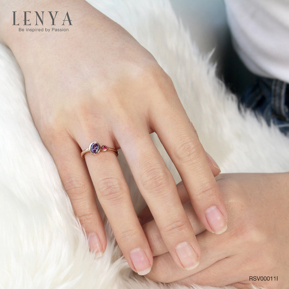 LENYA แหวน ETERNAL ประดับด้วย SWAROVSKI ZIRCONIA ดีไซน์น่ารักเรียบหรู ตัวเรือนเงินแท้ชุบสีพิ้งค์โกลด์ (Pink Gold)