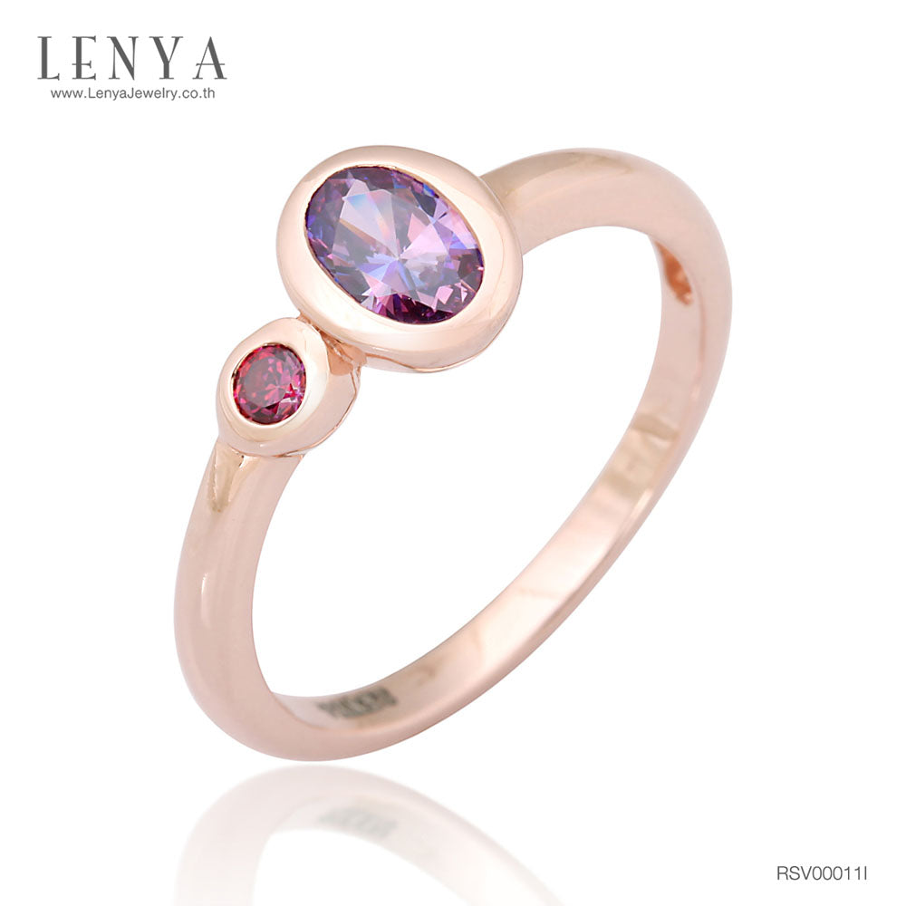 LENYA แหวน ETERNAL ประดับด้วย SWAROVSKI ZIRCONIA ดีไซน์น่ารักเรียบหรู ตัวเรือนเงินแท้ชุบสีพิ้งค์โกลด์ (Pink Gold)