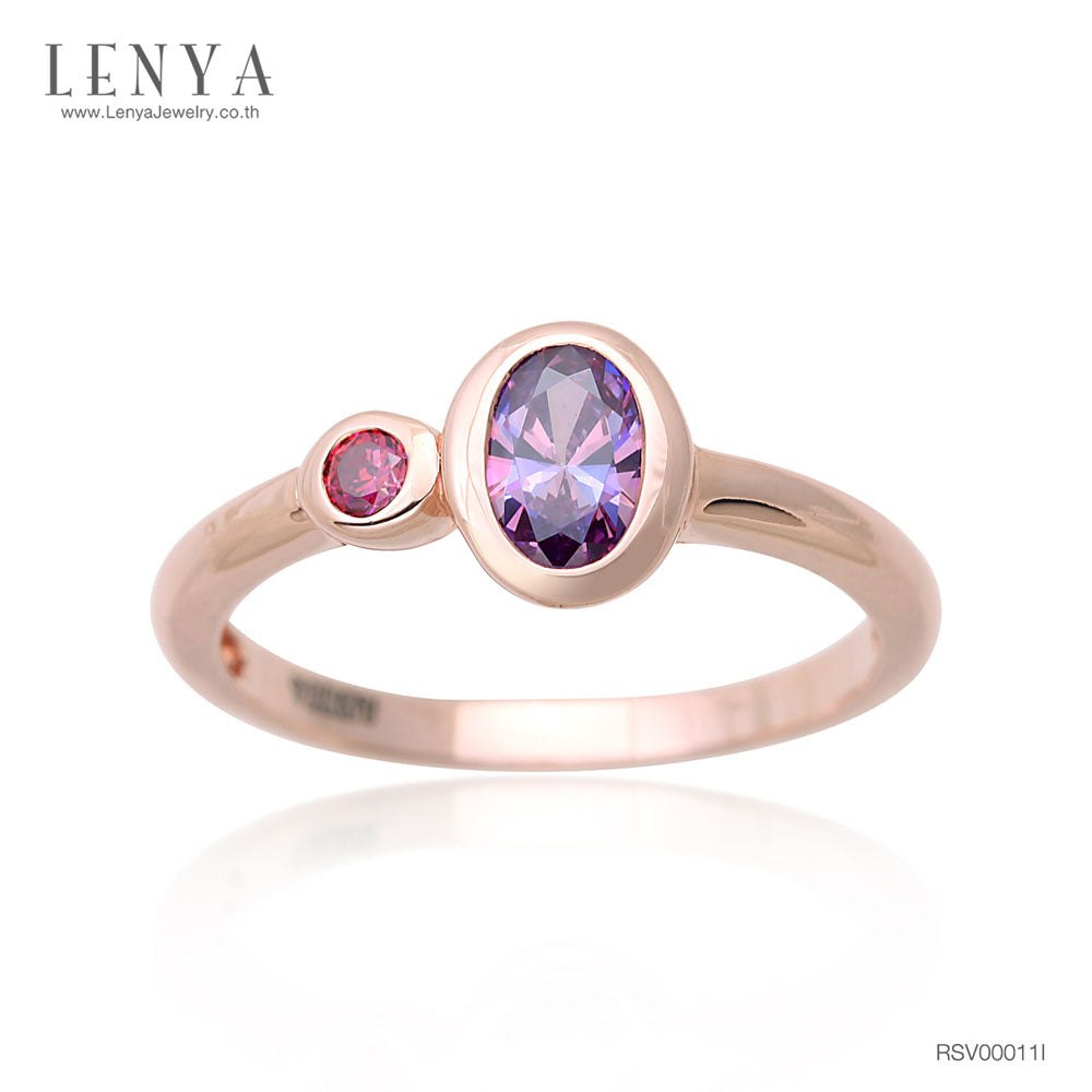 LENYA แหวน ETERNAL ประดับด้วย SWAROVSKI ZIRCONIA ดีไซน์น่ารักเรียบหรู ตัวเรือนเงินแท้ชุบสีพิ้งค์โกลด์ (Pink Gold)