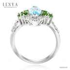 LENYA แหวนพลอยโทแพซสีฟ้า(Blue Topaz) ดีไซน์รูปหยดน้ำ สวมใส่แล้วช่วยเพิ่มความยาวให้เรียวนิ้ว บนตัวเรือนเงินแท้ชุบทองคำขาว