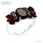 LENYA แหวนพลอยโกเมน เสริมด้านใจแกร่ง สำเร็จ มั่นคง ขนาด10x8 มิล ตัวเรือนเงินแท้925 ชุบทองคำขาว