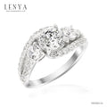 LENYA แหวนเพชร DiamondLike ประดับเพชรเม็ดกลางขนาด 1 กะรัต รายล้อมไปด้วยเพชรข้างและเพชรประดับ ตัวเรือนเงินแท้ชุบทองคำขาว