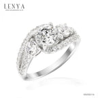 LENYA แหวนเพชร DiamondLike ประดับเพชรเม็ดกลางขนาด 1 กะรัต รายล้อมไปด้วยเพชรข้างและเพชรประดับ ตัวเรือนเงินแท้ชุบทองคำขาว