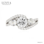 LENYA แหวนเพชร DiamondLike ประดับเพชรเม็ดกลางขนาด 1 กะรัต รายล้อมไปด้วยเพชรข้างและเพชรประดับ ตัวเรือนเงินแท้ชุบทองคำขาว