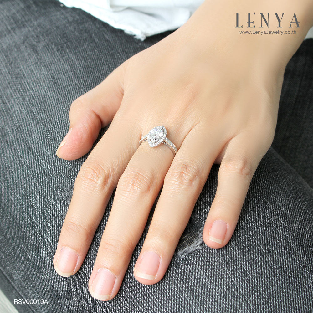 LENYA แหวน CZ DiamondLike เสริมลุคใส่สบาย ขนาด 6.5 มิล ตัวเรือนเงินแท้925 ชุบทองคำขาว