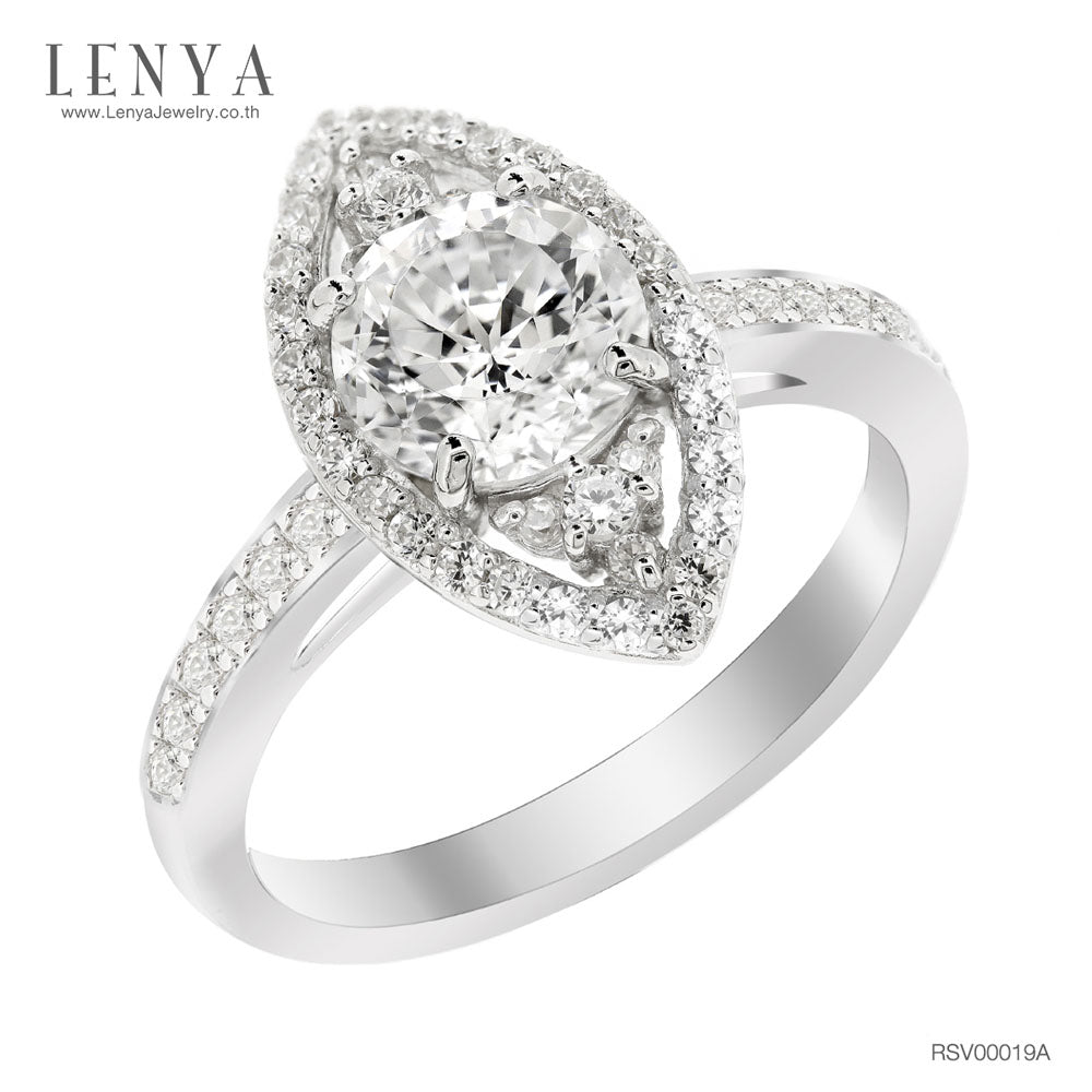 LENYA แหวน CZ DiamondLike เสริมลุคใส่สบาย ขนาด 6.5 มิล ตัวเรือนเงินแท้925 ชุบทองคำขาว