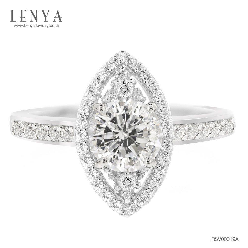 LENYA แหวน CZ DiamondLike เสริมลุคใส่สบาย ขนาด 6.5 มิล ตัวเรือนเงินแท้925 ชุบทองคำขาว