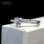 LENYA แหวน CZ DiamondLike เม็ดชูดีไซน์รูปหัวใจ ขนาด 6 มิล ตัวเรือนเงินแท้925 ชุบทองคำขาว