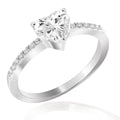LENYA แหวน CZ DiamondLike เม็ดชูดีไซน์รูปหัวใจ ขนาด 6 มิล ตัวเรือนเงินแท้925 ชุบทองคำขาว