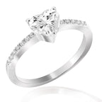 LENYA แหวน CZ DiamondLike เม็ดชูดีไซน์รูปหัวใจ ขนาด 6 มิล ตัวเรือนเงินแท้925 ชุบทองคำขาว