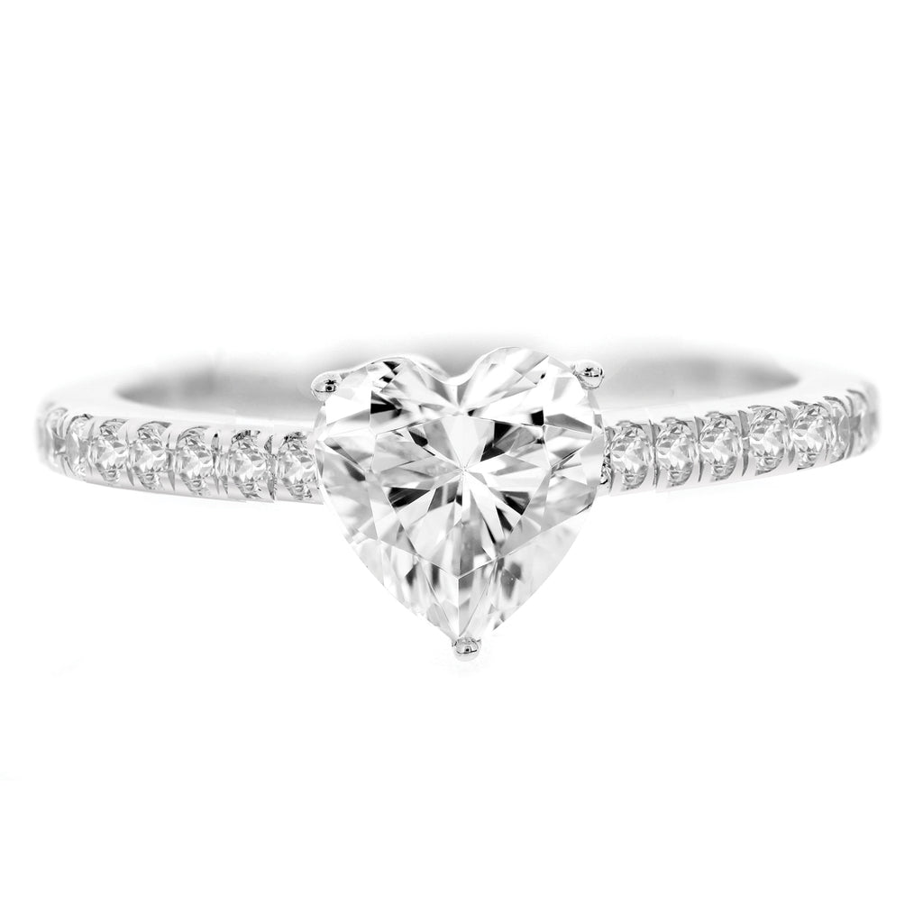 LENYA แหวน CZ DiamondLike เม็ดชูดีไซน์รูปหัวใจ ขนาด 6 มิล ตัวเรือนเงินแท้925 ชุบทองคำขาว
