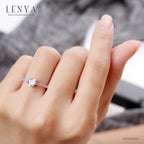 LENYA แหวน CZ DiamondLike เม็ดชูดีไซน์รูปหัวใจ ขนาด 6 มิล ตัวเรือนเงินแท้925 ชุบทองคำขาว