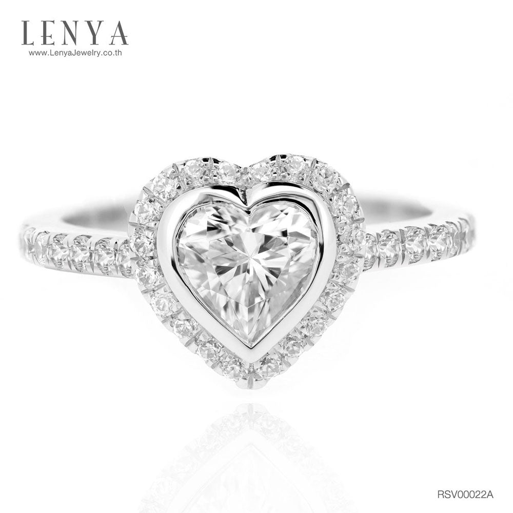 LENYA แหวน CZ DiamondLike ดีไซน์รูปหัวใจลุคหรู ขนาด 6 มิล ตัวเรือนเงินแท้925 ชุบทองคำขาว