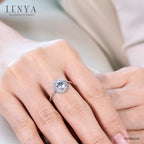 LENYA แหวน CZ จาก Swarovski เสริมลุคเรียบหรู ขนาด 6.50 มิล ตัวเรือนเงินแท้925 ชุบทองคำขาว