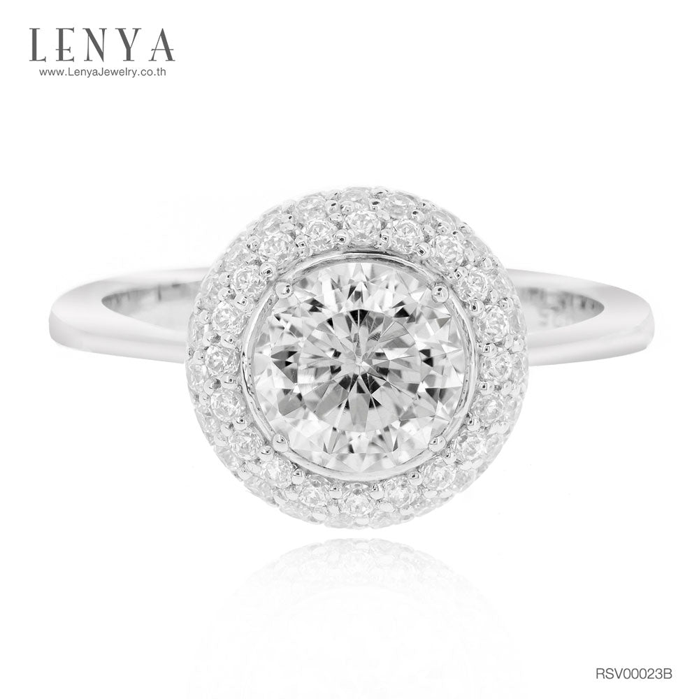 LENYA แหวน CZ จาก Swarovski เสริมลุคเรียบหรู ขนาด 6.50 มิล ตัวเรือนเงินแท้925 ชุบทองคำขาว