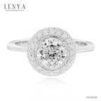 LENYA แหวน CZ จาก Swarovski เสริมลุคเรียบหรู ขนาด 6.50 มิล ตัวเรือนเงินแท้925 ชุบทองคำขาว