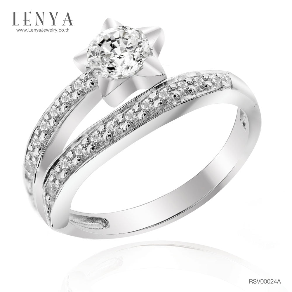 LENYA แหวนเพชร DiamondLike แฟชั่นดีไซน์รูปดาว ให้คุณโดดเด่นในทุกปาร์ตี้ ตัวเรือนเงินแท้ชุบทองคำขาว