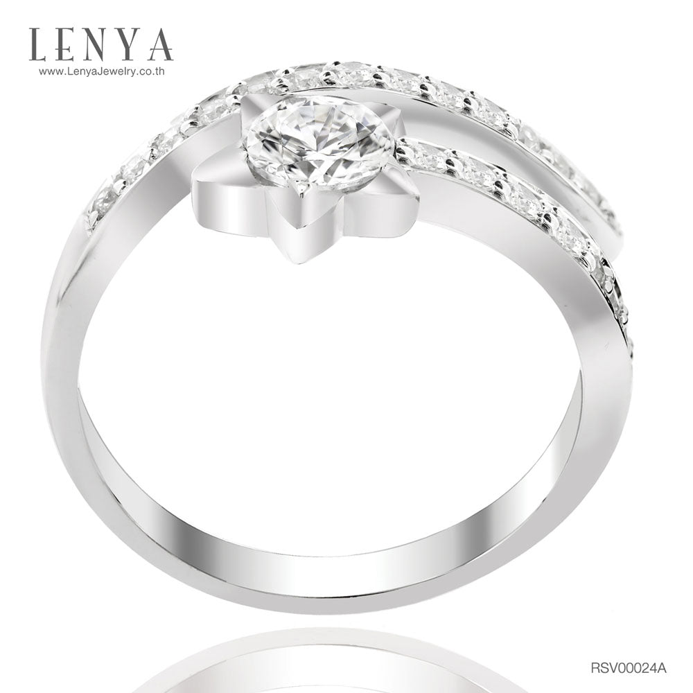 LENYA แหวนเพชร DiamondLike แฟชั่นดีไซน์รูปดาว ให้คุณโดดเด่นในทุกปาร์ตี้ ตัวเรือนเงินแท้ชุบทองคำขาว